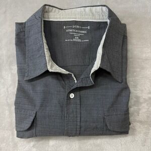 pd&co Men's Gray Stretch‎ Fabric Button Down Shirt 2XL Long Sleeve